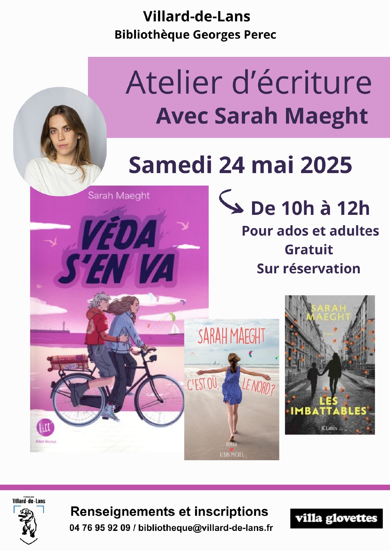 Atelier d'écriture avec Sarah Maeght Atelier d'écriture avec Sarah Maeght