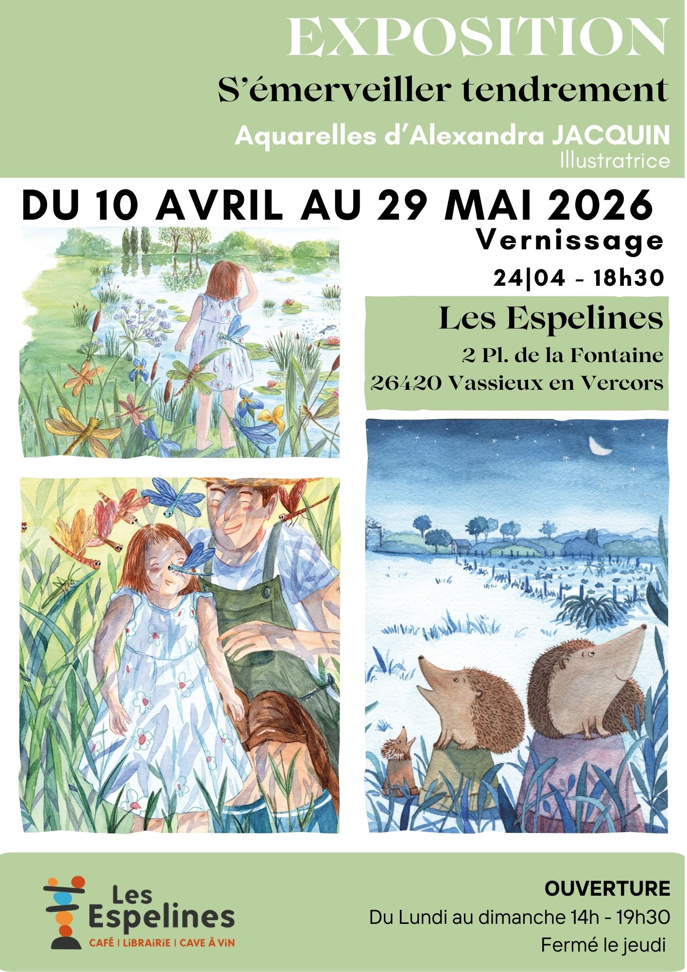 Exposition – « S’émerveiller tendrement » - Aquarelles de Alexandra Jacquin