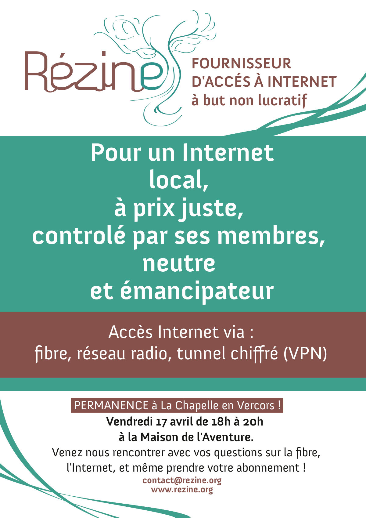 Permanence d'information de l'association Rezine : accès à Internet fibre