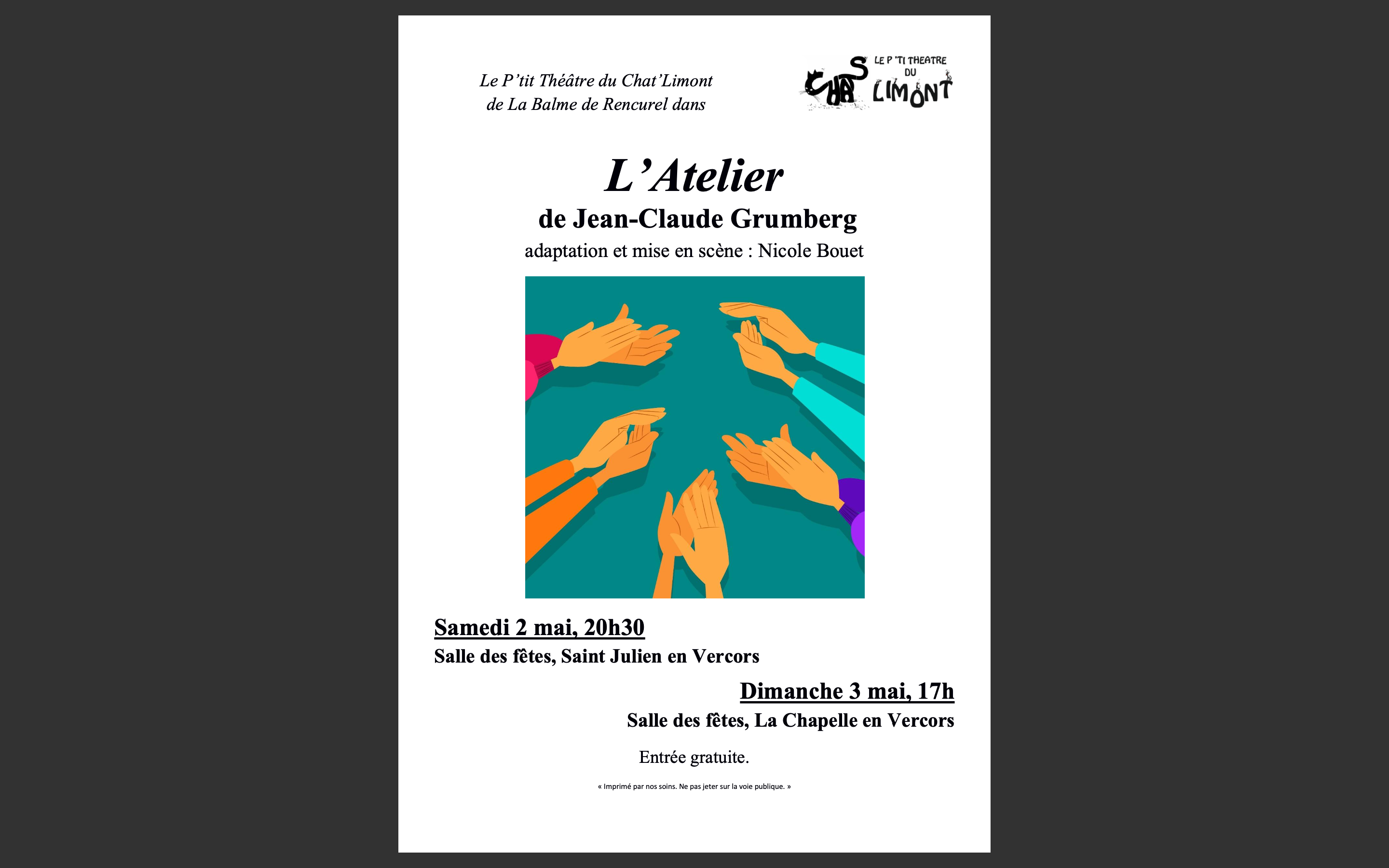 Représentation théâtrale - l'Atelier