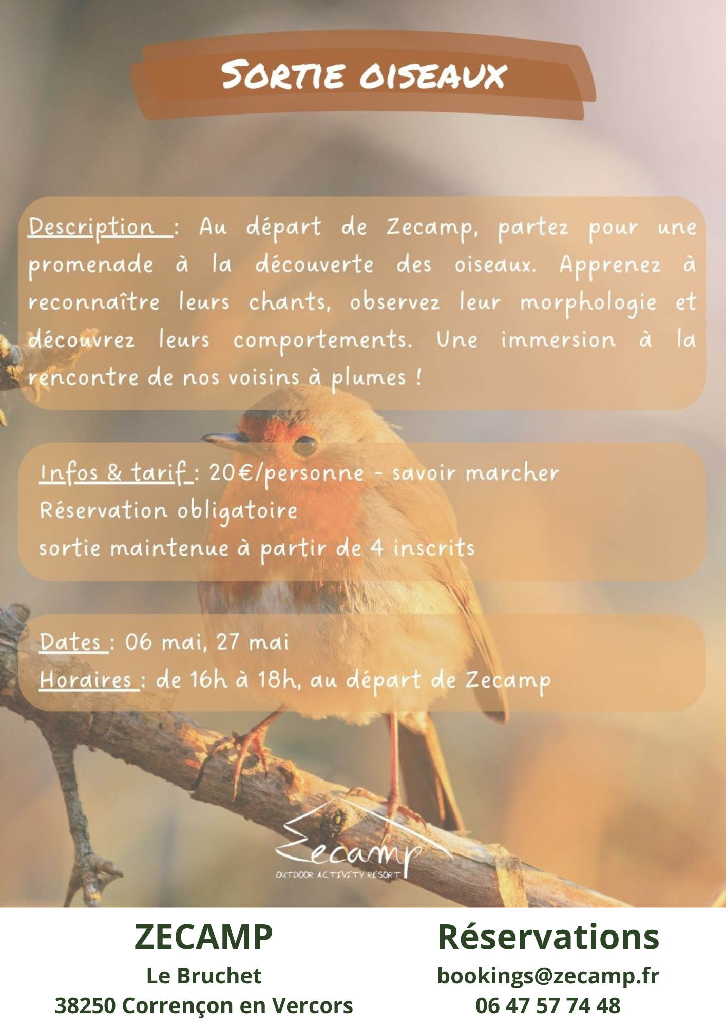 Sortie oiseaux - Sortie nature Zecamp